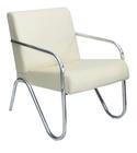 Poltrona Cadeira Premium em material sintético Curvin Braços Cromado Luxo Sala Espera Recepção material sintético Ps Ac