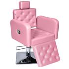 Poltrona Cadeira Reclínavel Para Salão Tokyo Base Quadrada Com Descanso de Perna - Rosa Factor