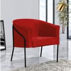 Poltrona Cadeira Roni Luxo Industrial Ferro Preto Suede Vermelho - Ahazzo Móveis