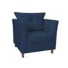 Poltrona Cadeira Sofá Decorativa Isis Sala Estar Salão Beleza Suede Azul Marinho - LM DECOR
