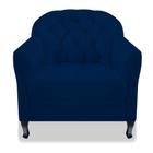Poltrona Cadeira Sofá Julia com Botonê para Sala de Estar Recepção Escritório Quarto Suede Azul Marinho - AM Decor