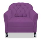 Poltrona Cadeira Sofá Julia com Botonê para Sala de Estar Recepção Escritório Quarto Suede Roxo - AM Decor