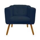 Poltrona Cadeira Sofá Sala Estar Lavinia Recepção Escritório Azul Marinho - LM DECOR