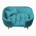 Poltrona Cama Pet Hannah - Suede Azul Turquesa