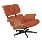 Poltrona Charles Eames sem Puff Couro Natural Caramelo