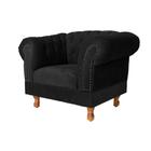 Poltrona Chesterfield Duque Suede Preto Para Sala, Tv, Estar, Recepção , decoração