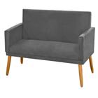 Poltrona Clássica 2 Lugares Pés Retrô Nina Suede Cinza Grafite - Nina Home Decor