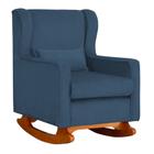 Poltrona de Amamentação Balanço Aurora Suede Azul Claro - Vallisa Decor