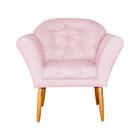 Poltrona Decorativa Amélia Pés Palito Suede Rosa Bebê - DS Estofados