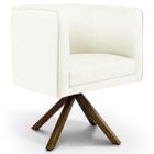 Poltrona Decorativa Base Giratória de Madeira Betina D02 Corano Bege C-26 - Lyam Decor