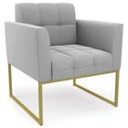 Poltrona Decorativa Base Industrial Dourado Ana Suede Cinza