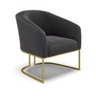 Poltrona Decorativa Base Industrial Dourado Stella Bouclê Grafite D03 - D'Rossi - DROSSI