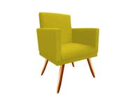 Poltrona Decorativa Bia Suede Amarelo Pés Madeira Mz Decor - Mazzero Decor