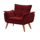 Poltrona Decorativa Cadeira Opala Sala Quarto Recepção Consultório Closet Sala de estar Área Gourmet Área de lazer Luxo Suede Bordo