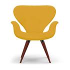 Poltrona Decorativa Cadeira Tulipa Amarela Base Fixa Madeira