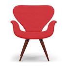 Poltrona Decorativa Cadeira Tulipa Vermelha Base Fixa Madeira
