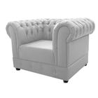 Poltrona Decorativa Chesterfield Sintético Branco Capitonê Consultório Escritório Recepção Quarto Sala de Estar - AM Decor