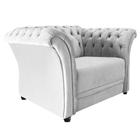 Poltrona Decorativa Chesterfield Sofia Suede Branco Capitonê - Amarena Móveis - Am Decor