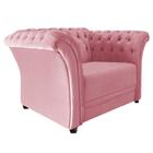 Poltrona Decorativa Chesterfield Sofia Suede Rosa Bebê Capitonê - Amarena Móveis - Am Decor