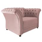 Poltrona Decorativa Chesterfield Sofia Suede Rosê Capitonê - Amarena Móveis - Am Decor