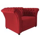 Poltrona Decorativa Chesterfield Sofia Suede Vermelho Capitonê - Amarena Móveis