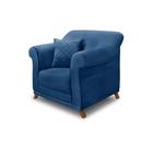 Poltrona Decorativa com 1 Almofada Armstrong Suede Azul Marinho G63 - Gran Belo