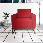 Poltrona Decorativa Com Base de Ferro Para Recepção Leticia Pé Ferro Suede Vermelho - LM DECOR