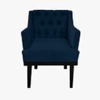 Poltrona Decorativa Em Capitonê Para Consultório Aurora Suede Azul Marinho DL Decor