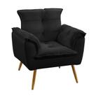 Poltrona Decorativa Estofada Opala Sued Preto Aradecor