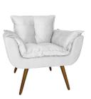 Poltrona Decorativa Estofada Para Consultório Opala Suede Branco - DL Decor