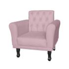 Poltrona Decorativa Estofada Para Sala de Estar Classic Corano Rosa Bebe - DL Decor - Doce Lar Decorações