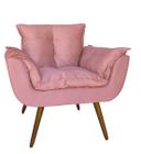 Poltrona Decorativa Estofada Para Sala de Estar Opala Suede Rosa - DL Decor - Doce Lar Decorações