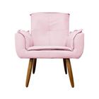 Poltrona Decorativa Estofada Para Salão de Beleza Emília Plus Suede Rosa Bebe - LM DECOR