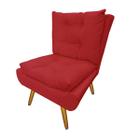 Poltrona Decorativa Estofada Para Salão de Beleza Karen Suede Vermelho - LM DECOR