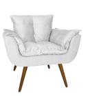 Poltrona Decorativa Estofada Para Salão de Beleza Opala Suede Branco - DL Decor - Doce Lar Decorações