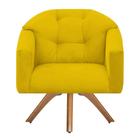 Poltrona Decorativa Estrela Premium Base Giratória Suede Amarelo - Casa & Estofados