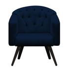 Poltrona Decorativa Estrela Retrô Suede Azul Marinho - Casa & Estofados