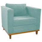 Poltrona Decorativa Europa Suede Azul Tiffany ADJ Decor