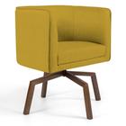 Poltrona Decorativa Giratória Base Ka Betina D02 Veludo Mostarda D-260 - Lyam Decor