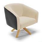 Poltrona Decorativa Giratória MA30 Stella Preto/Linho Areia D03 - D'Rossi