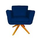 Poltrona Decorativa Isabela em Tressê Pés Madeira Giratório Suede Azul Marinho - DS Estofados