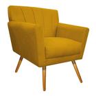 Poltrona Decorativa Laura Pés Palito Mel Suede Amarelo - Amarena Móveis - Am Decor