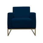 Poltrona Decorativa Leticia Slim Com Base de Metal Suede Azul Marinho - DS Estofados