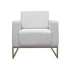 Poltrona Decorativa Leticia Slim Com Base de Metal Suede Branco - DS Estofados