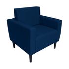 Poltrona Decorativa Leticia Slim Suede Azul Marinho Pés Madeira Mz Decor - Mazzero Decor