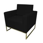 Poltrona Decorativa Leticia Slim Suede Preto Base Metálica Mz Decor