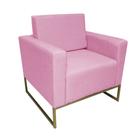 Poltrona Decorativa Leticia Slim Suede Rosa Base Metálica Ms Decor