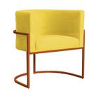 Poltrona Decorativa Luana Suede Amarelo Base Bronze - FM - Fina Mobília