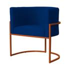 Poltrona Decorativa Luana Suede Azul Marinho Base Metálica Cobre - Belliv Decor