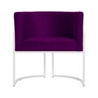 Poltrona Decorativa Luana Veludo Roxo Base Branca Mz Decor - Mazzero Decor